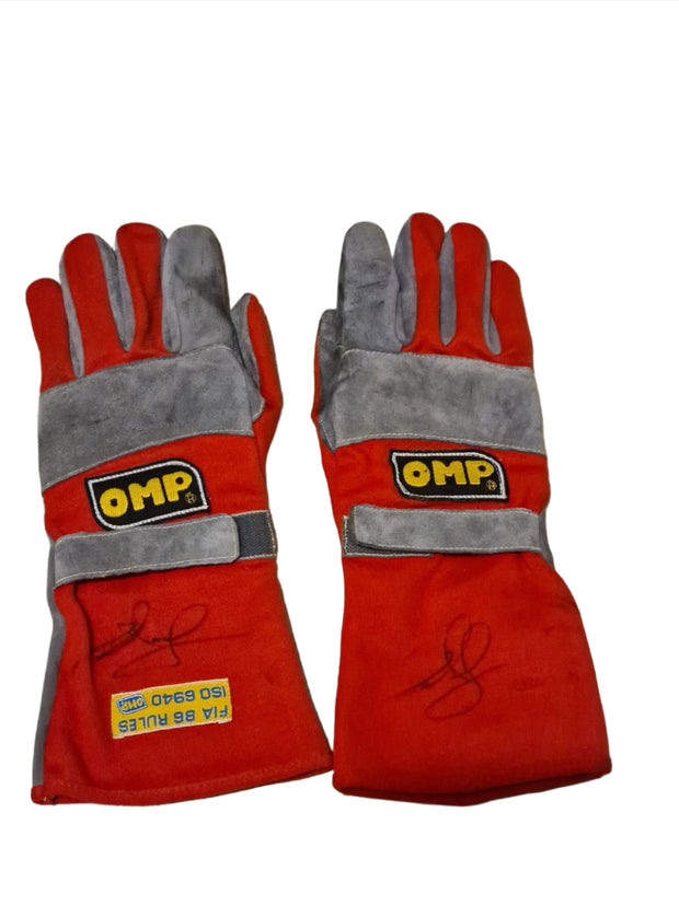 1990 Nigel Mansell Ayrton Senna OMP used gloves signed
