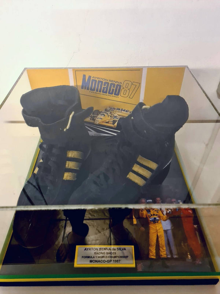 1987 Ayrton Senna Monaco GP signed race used shoes