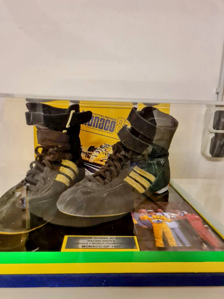 1987 Ayrton Senna Monaco GP signed race used shoes