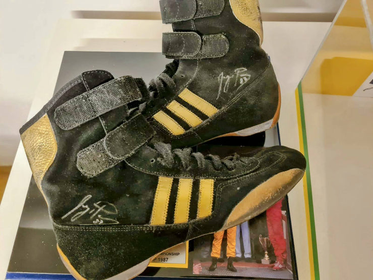 1987 Ayrton Senna Monaco GP signed race used shoes