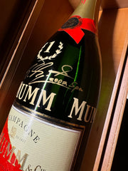 Mumm Formula 1 Signed with Display Case and Bridgestone 1st Place Cap