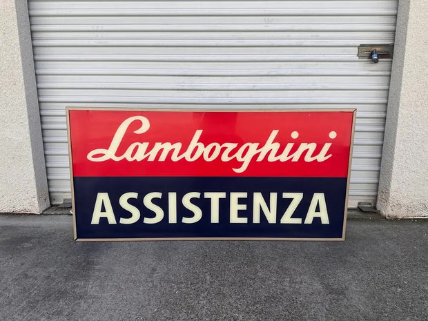 1990s Lamborghini Assistenza official dealership vintage illuminated sign