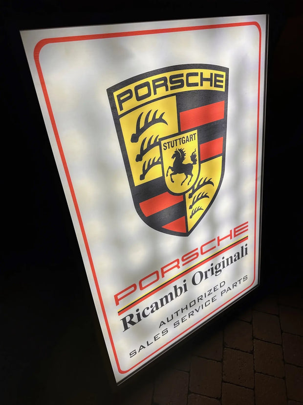 2000s Porsche official dealership Illuminated Ricambi Originali Sign