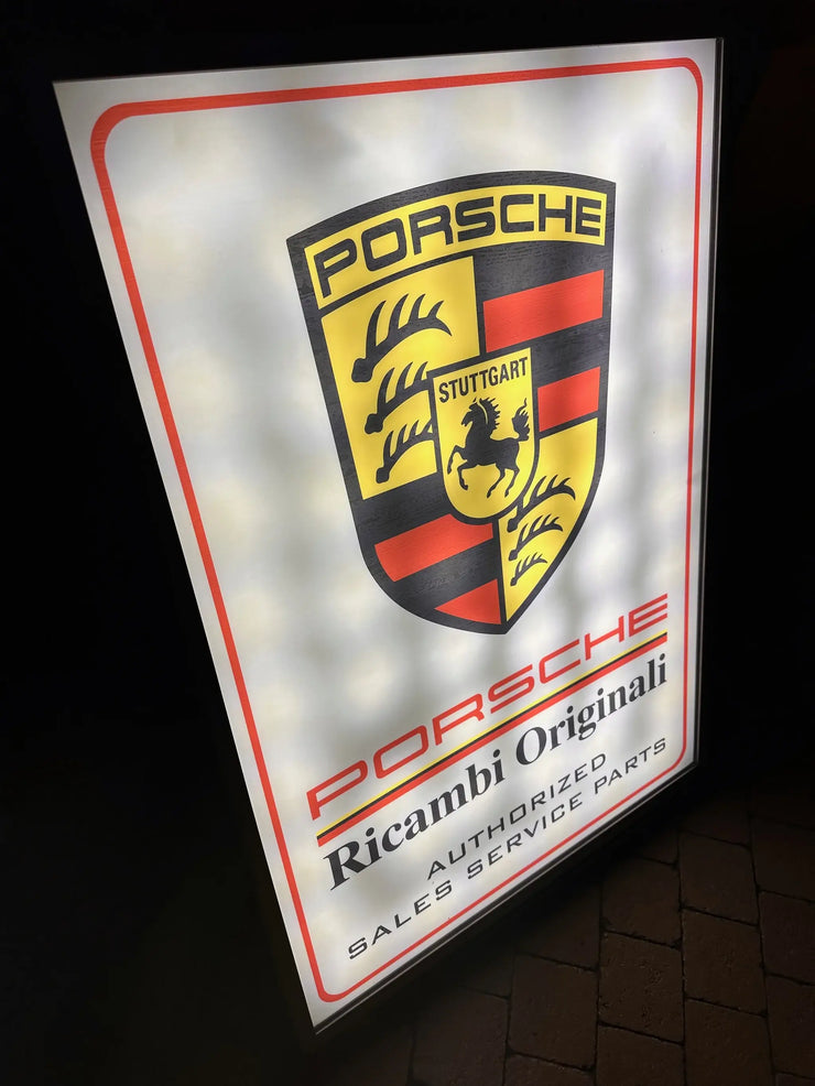 2000s Porsche official dealership Illuminated Ricambi Originali Sign