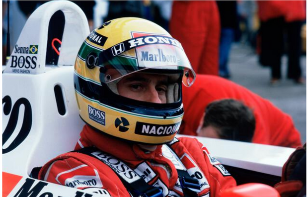 1988 Ayrton Senna race used Bell helmet