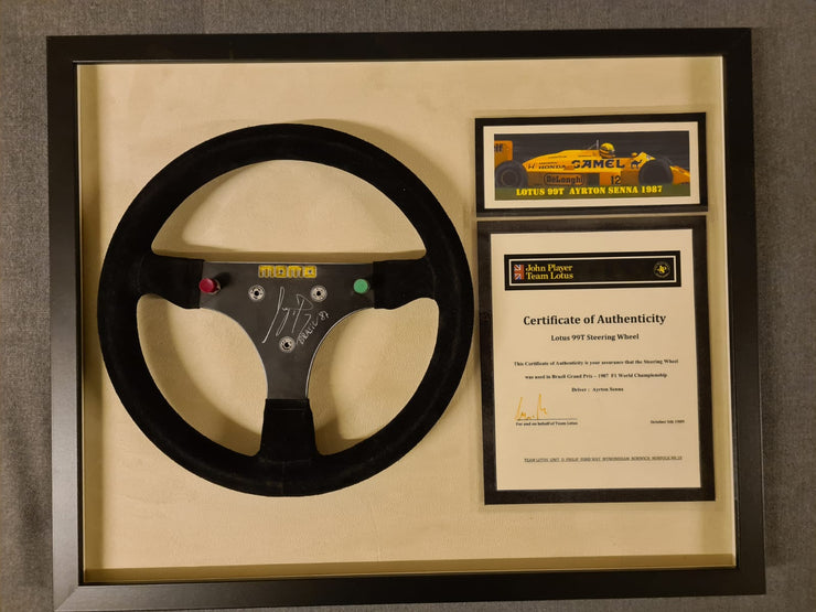 1987 Ayrton Senna Brazil GP steering wheel signed