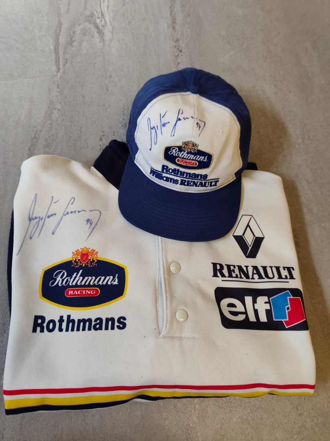 1994 Ayrton Senna personal Rothmans Sweater and cap signed