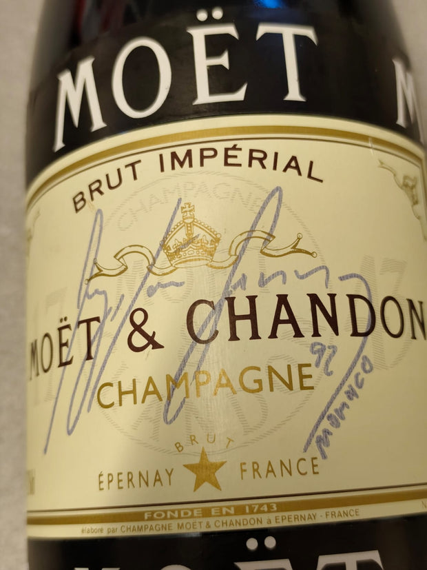 1992 Ayrton Senna Champagne Monaco bottle signed