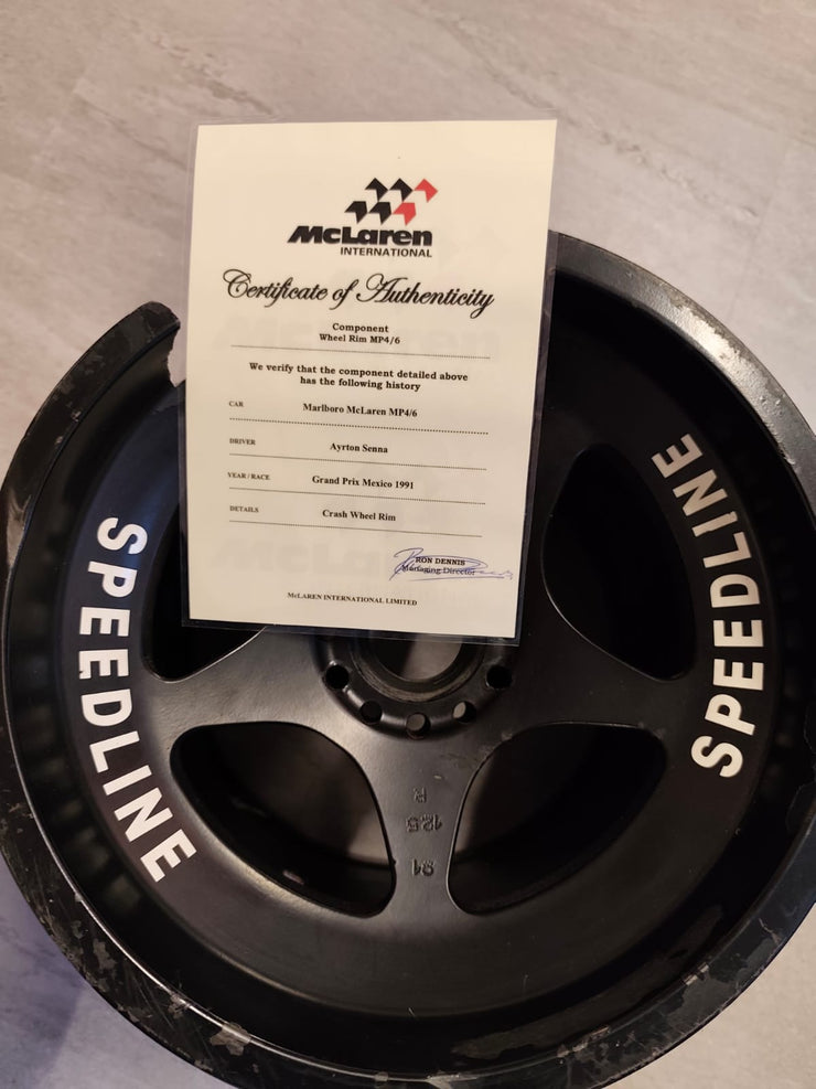 1991 Ayrton Senna rim table of the Mclaren MP4 / 6 signed