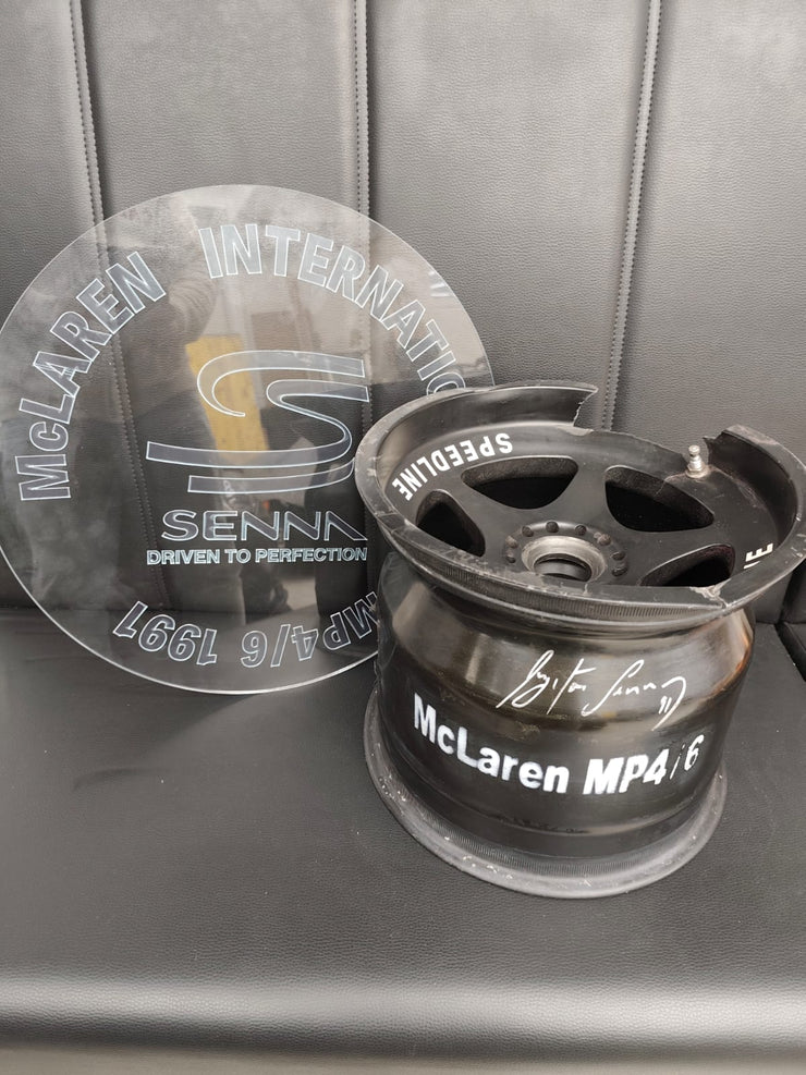 1991 Ayrton Senna rim table of the Mclaren MP4 / 6 signed