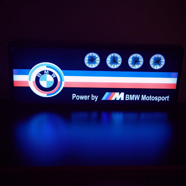 BMW large illuminated sign and clocks