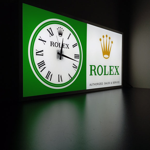 2000s Rolex Zurich official dealer illuminated clock sign