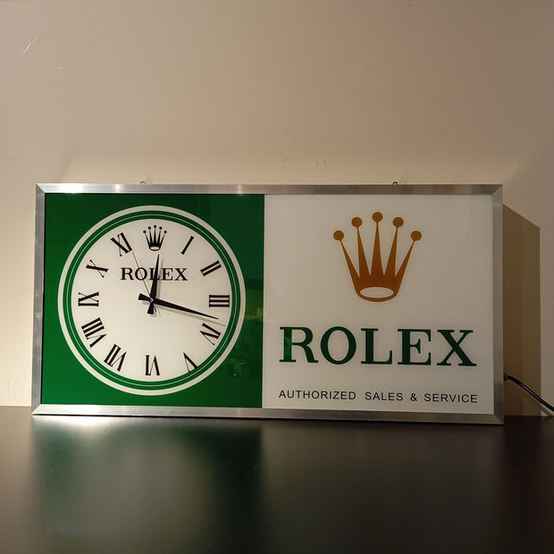 2000s Rolex Zurich official dealer illuminated clock sign