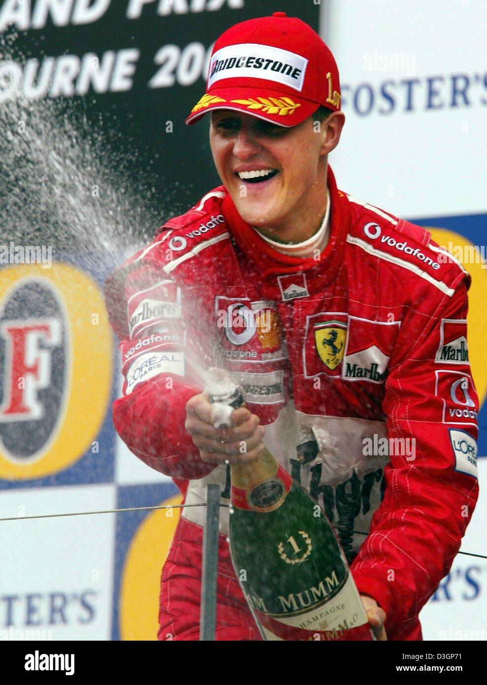 Mumm Formula 1 Signed with Display Case and Bridgestone 1st Place