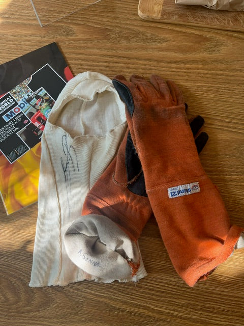 1984 Ayrton Senna Stand 21 used gloves signed