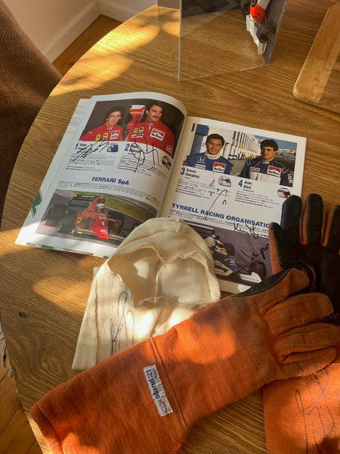 1984 Ayrton Senna Stand 21 used gloves signed