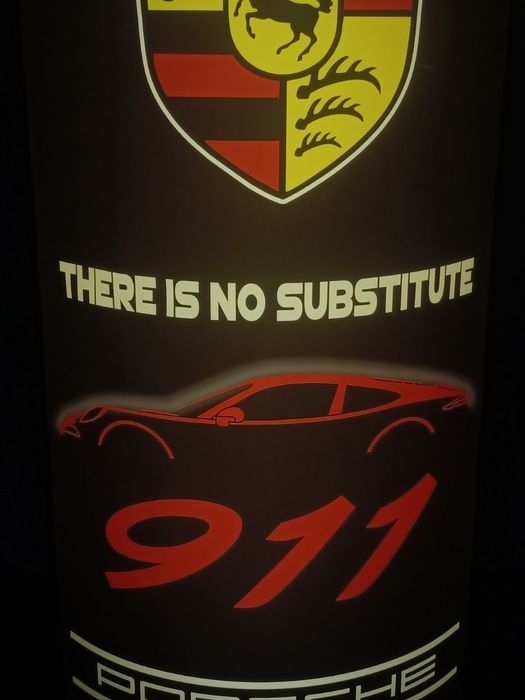 2000s Porsche dealership illuminated sign "Porsche 911, there is no substitute"