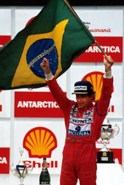 1991 Ayrton Senna podium flag Brazil Grand Prix
