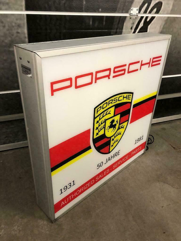 1980s Porsche official dealership illuminated sign