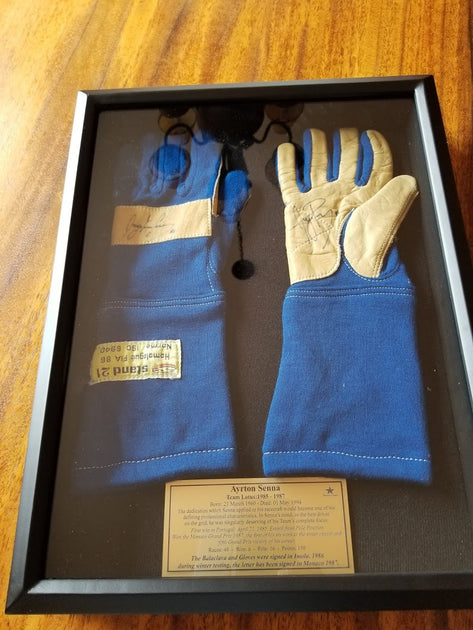 1986 Ayrton Senna race used gloves signed – Formula 1 Memorabilia