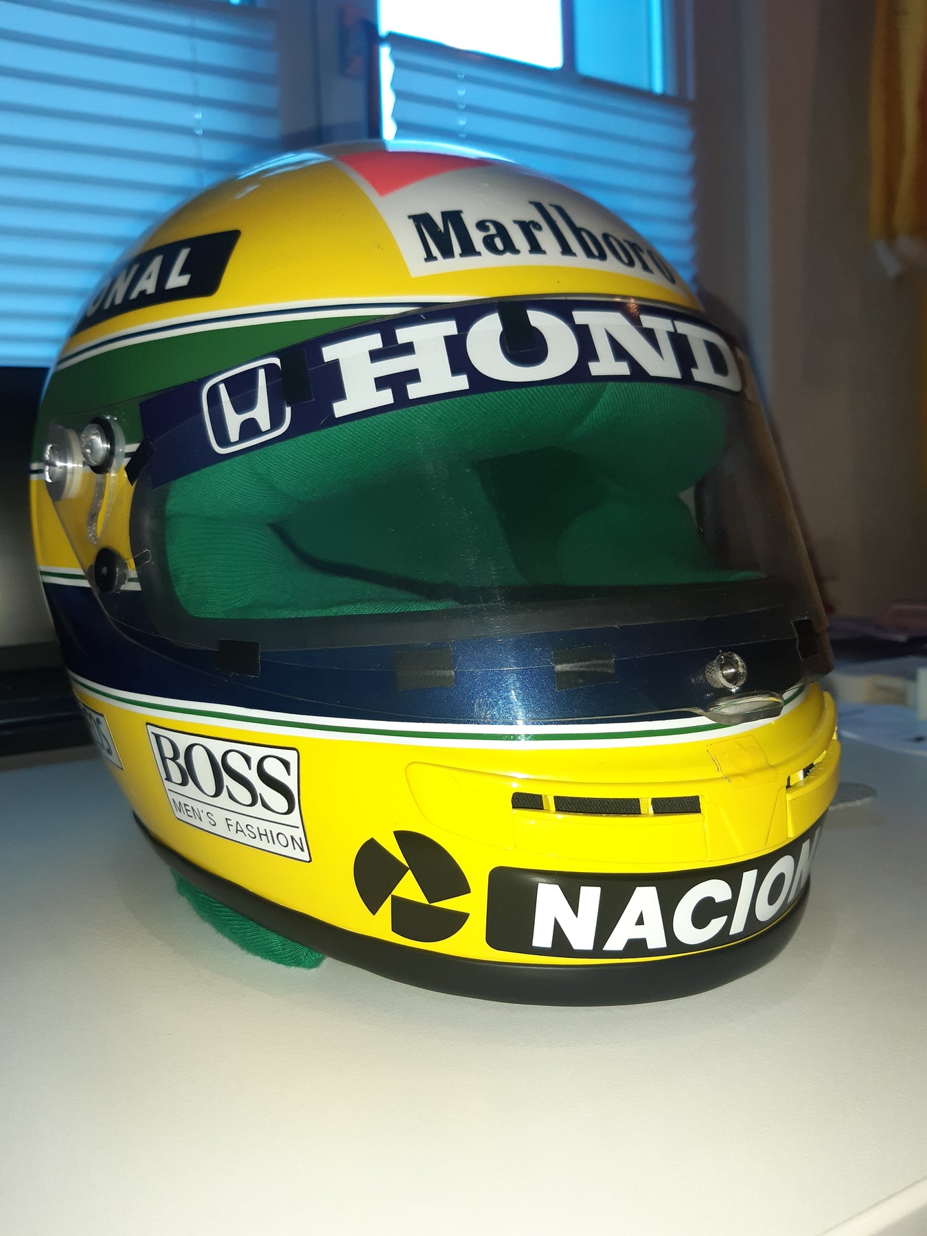 1990 motorcycle helmet Ayrton Senna RHEOS / Team Mc Laren F1 GPHelmet Collector Studio - Fine Automotive