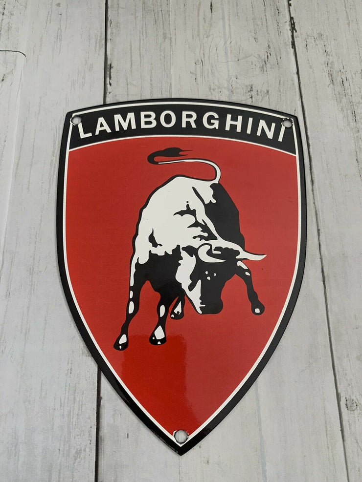 2000s Lamborghini enamel metal dealer sign
