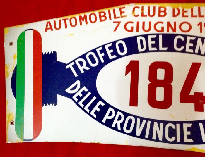Original Rally Plate 1959 & Monza Circuit Corso Guida Veloce - Formula 1 Memorabilia