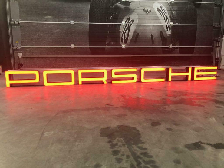 2003 Porsche official dealership very long illuminated sign