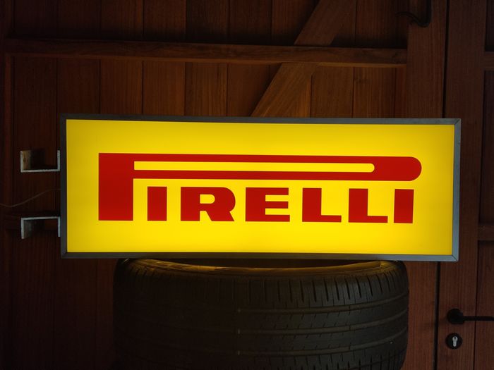 1980s Pirelli official dealer vintage illuminated double side sign