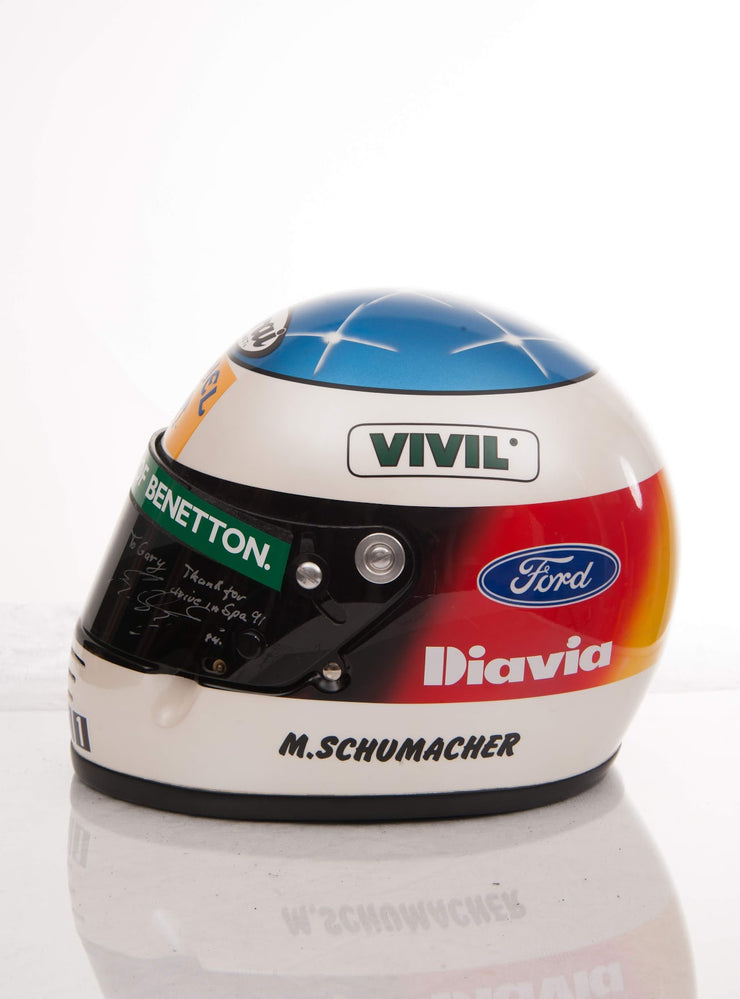 1991 Michael Schumacher Belgium / SPA GP test used helmet signed