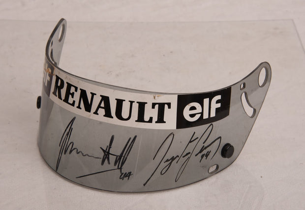 1994 Ayrton Senna test used clear visor double signed by Senna and Damon Hill - Formula 1 Memorabilia