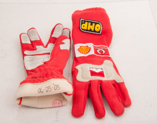 2005 Michael Schumacher San Marino GP race used OMP gloves - Formula 1 Memorabilia