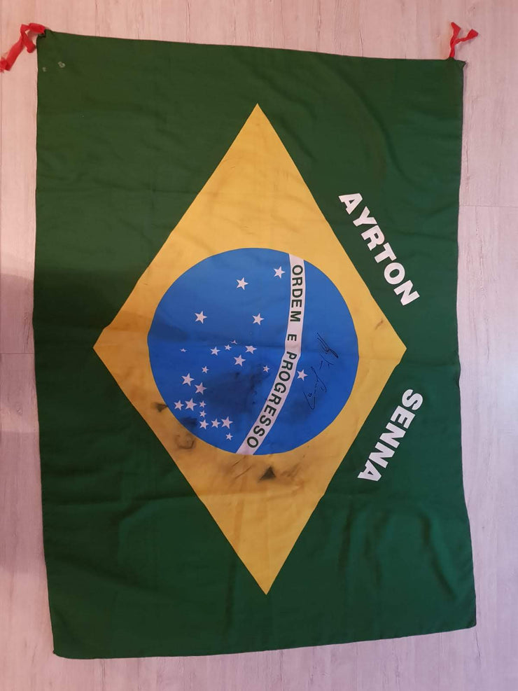 1993 Ayrton Senna podium flag European Grand Prix - Sold - - Formula 1 Memorabilia