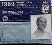 1969 Stirling Moss competition licence - Formula 1 Memorabilia