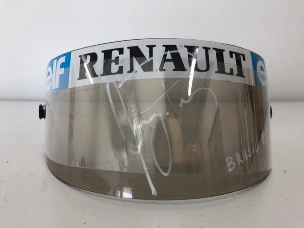 1985 Ayrton Senna race used dark Bell visor signed