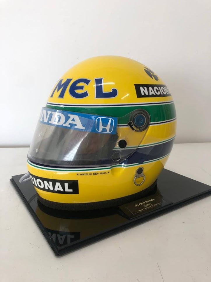 1987 Ayrton Senna replica Bell helmet signed
