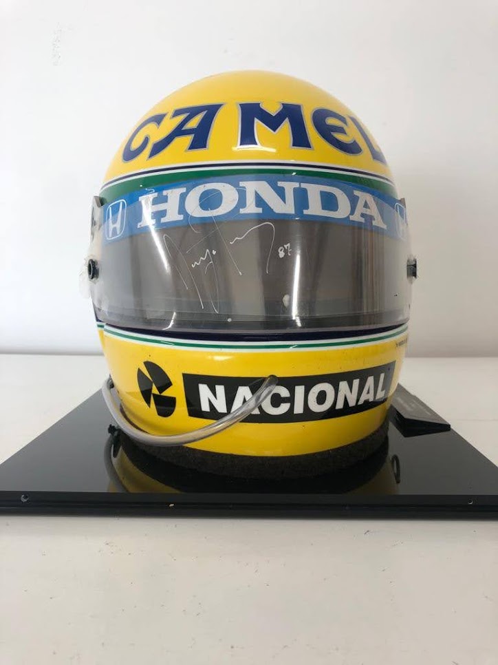 ayrton senna bell helmet 1987 Ayrton Senna replica Bell helmet signed – Formula 1 Memorabilia