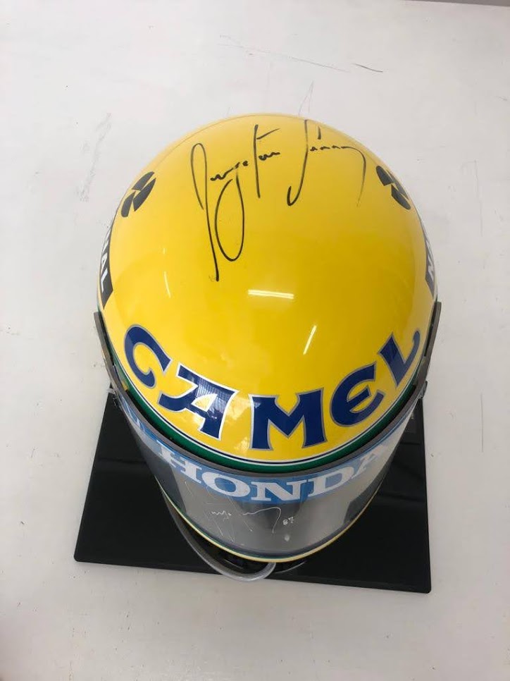 1987 Ayrton Senna replica Bell helmet signed