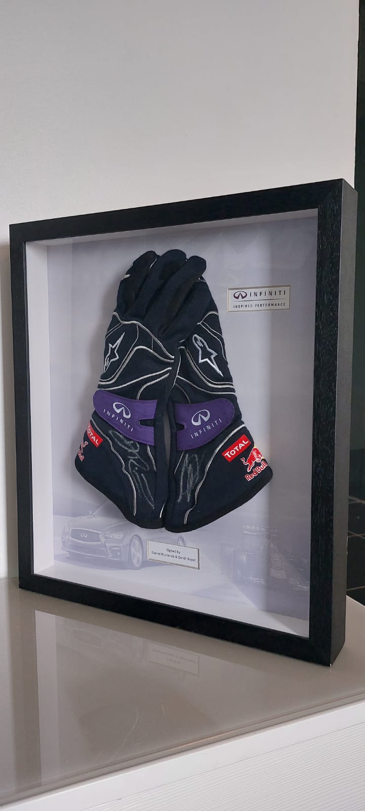 Red Bull gloves hand signed by Daniil Kvyat and Daniel Ricciardo