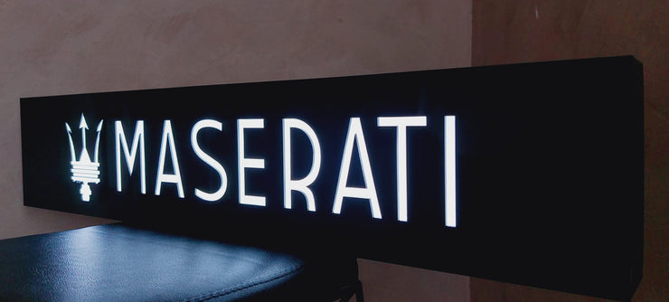2000s Maserati dealership illuminated sign
