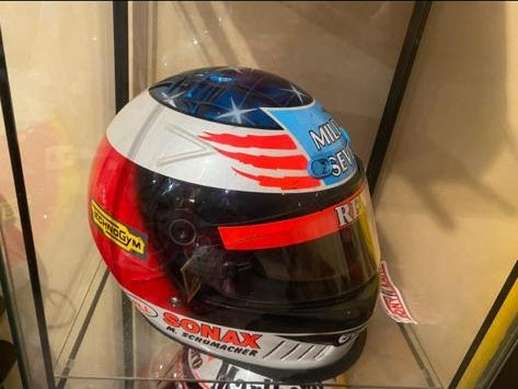 1995 Michael Schumacher Pacific GP race used Bell helmet signed