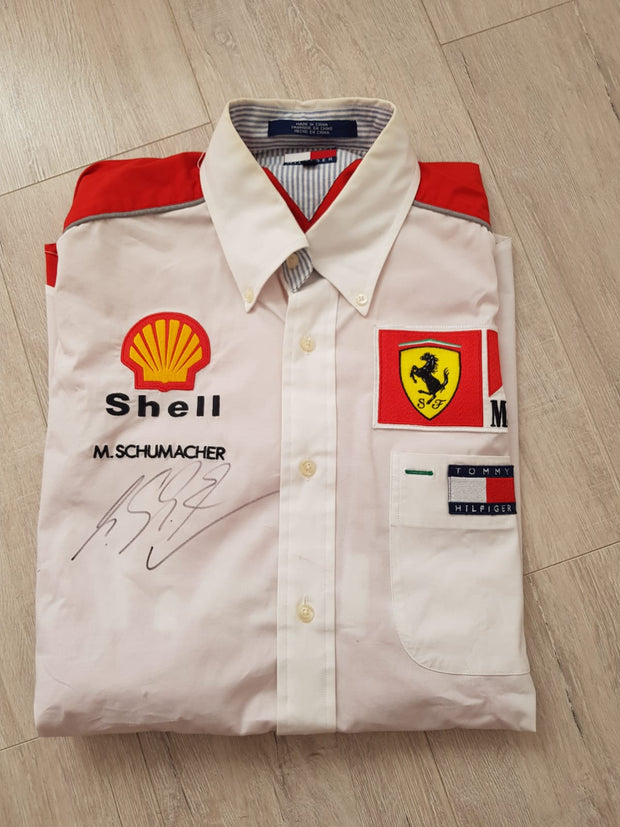 Michael Schumacher personal Ferrari / Tommy Hilfiger signed shirt