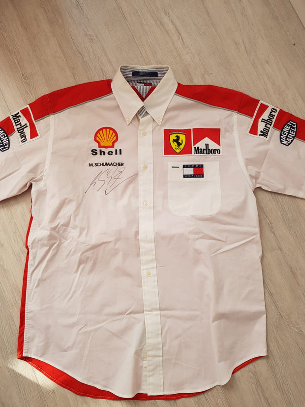 Michael Schumacher personal Ferrari / Tommy Hilfiger signed shirt