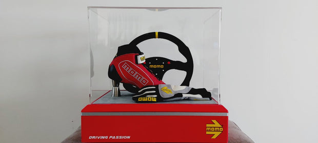 2017 original MOMO steering wheel with shoe and glove display