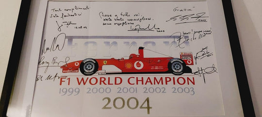 2004 Ferrari F1 poster signed by main Ferrari drivers