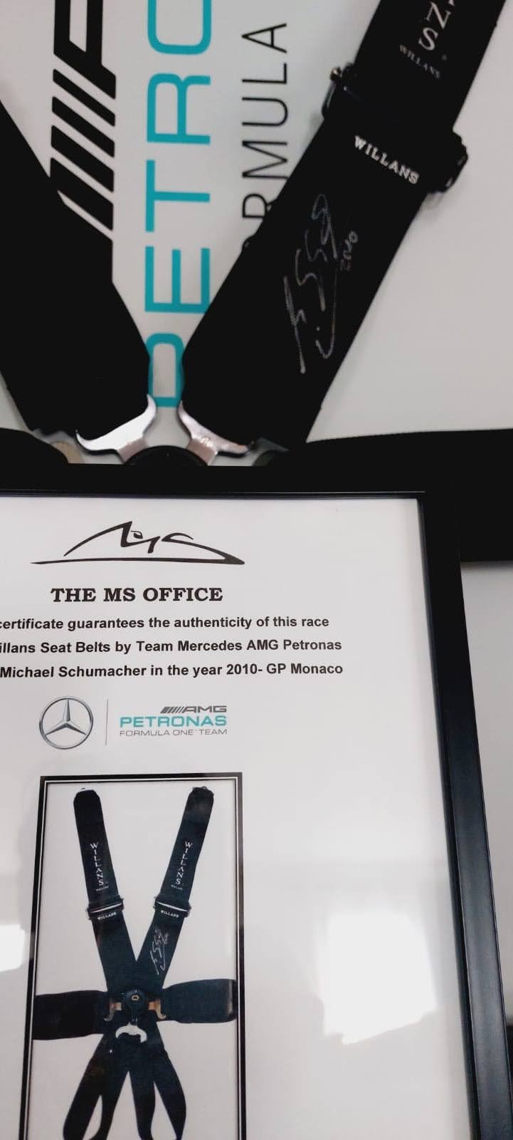 2010 Michael Schumacher Monaco GP Williams  seat belts signed