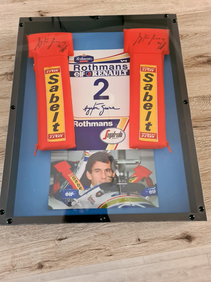 1994 Ayrton Senna Sabelts signed and framed -SOLD-