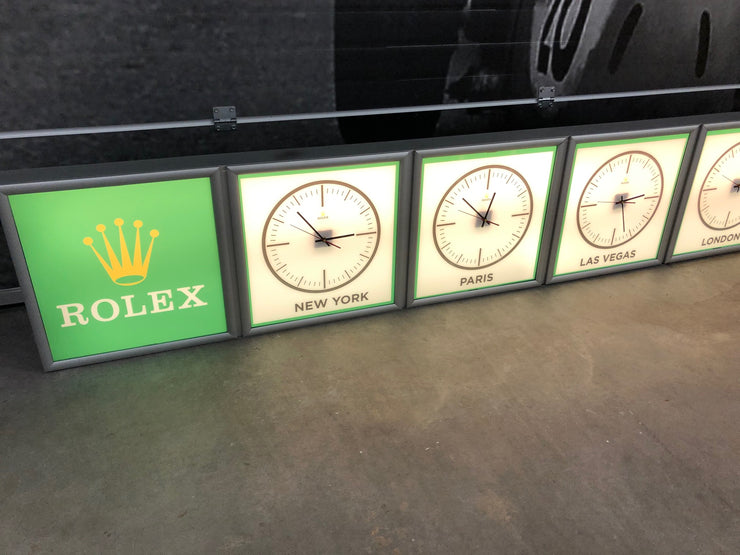 1990s Rolex World Clock official dealer illuminated sign