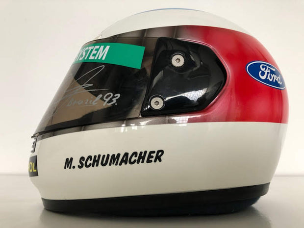 1993 Michael Schumacher Brazil GP race helmet replica signed - Formula 1 Memorabilia