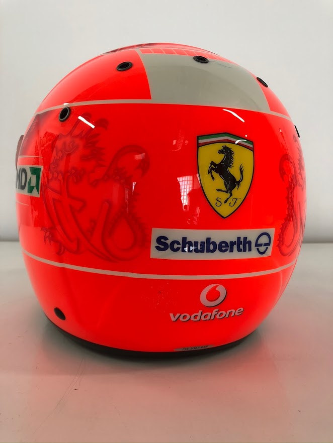 SCHUMACHER: A MEMENTO EXCLUSIVES replica SCHUBERTH RF1 Michael Schumacher Formula 1 Official Show/Replica Helmet (SCH217) in Ferrari, vodafone livery. CoA's SCHUMACHER: A MEMENTO EXCLUSIVES replica SCHUBERTH RF1 Michael Schumacher Formula 1 Official Show/Replica Helmet (SCH217) in Ferrari, vodafone livery. CoA's